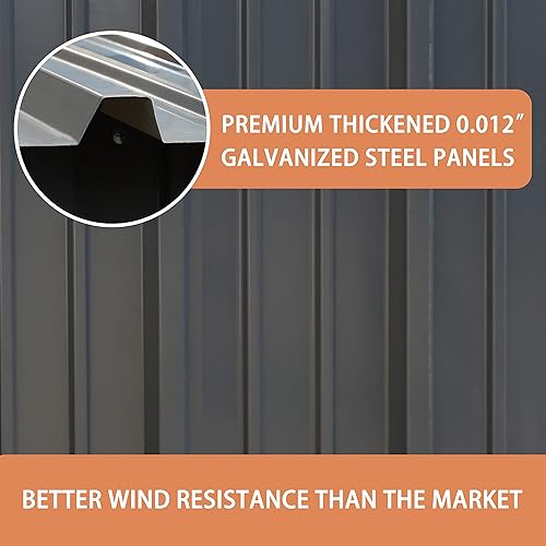 Miniatura 6 de VEIKOU Cobertizo de almacenamiento de 8 x 10 pies con acero galvanizado grueso, cobertizo de almacenamiento al aire libre con puerta con cerradura y