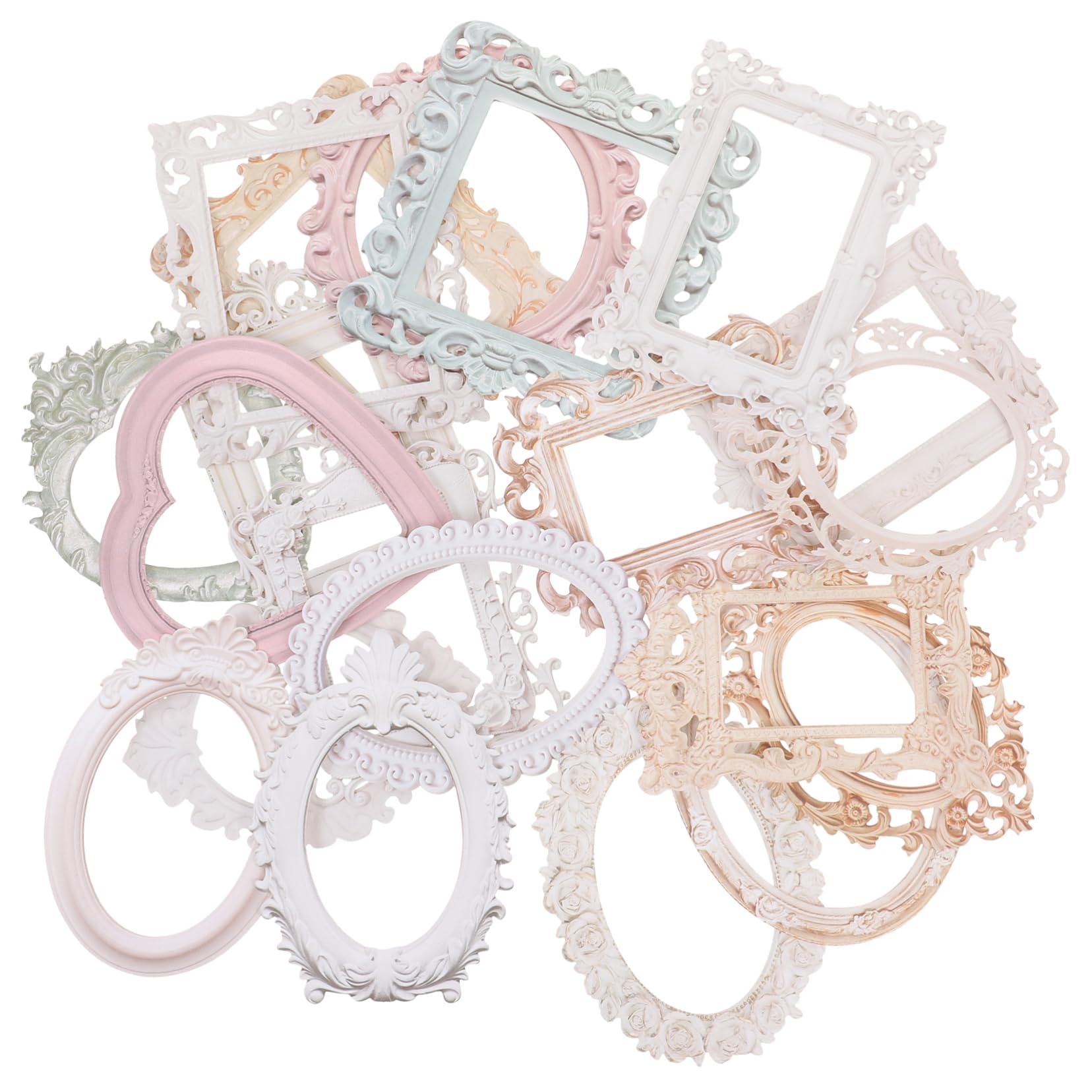 Tofficu 5 Sätze Basismaterial Papier Collage Papier Vintage Bilderrahmen Papierausschnitte Retro Fotorahmen Scrapbooking Papier Vintage Rahmen Weißer Bilderrahmen Decoupage 40 Blätter * 5