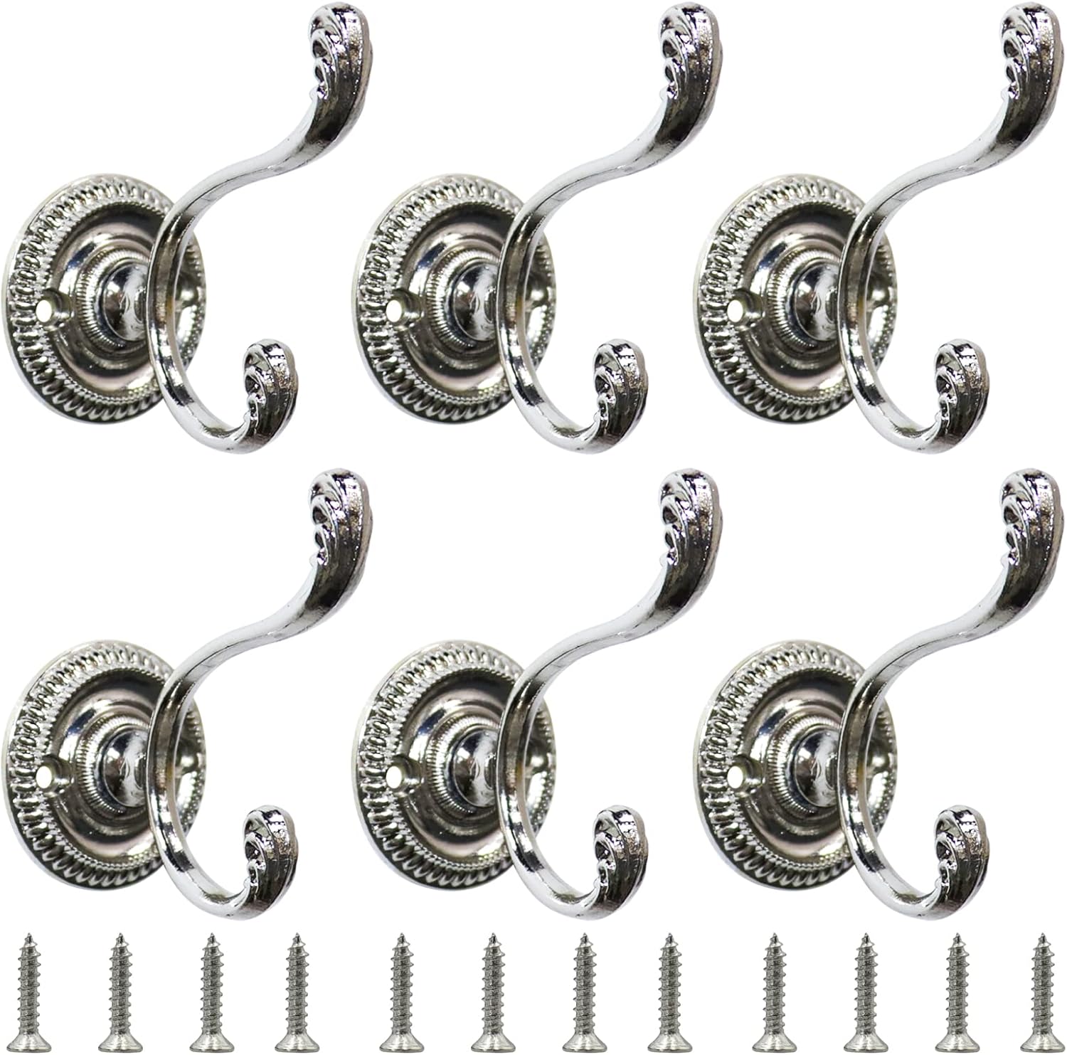 6 Stück Vintage Doppel-Türhaken Aus Metall – Retro Kleiderhaken Für Wandmontage