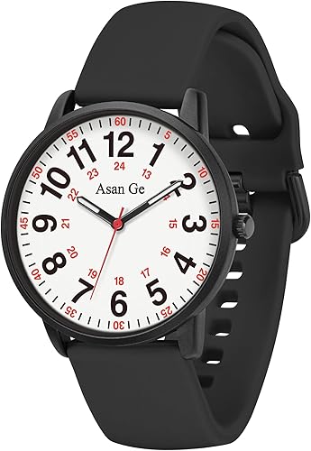 Reloj de enfermera para enfermera, profesionales médicos, estudiantes, médicos, mujeres, hombres, reloj impermeable de 24 horas con hora militar,