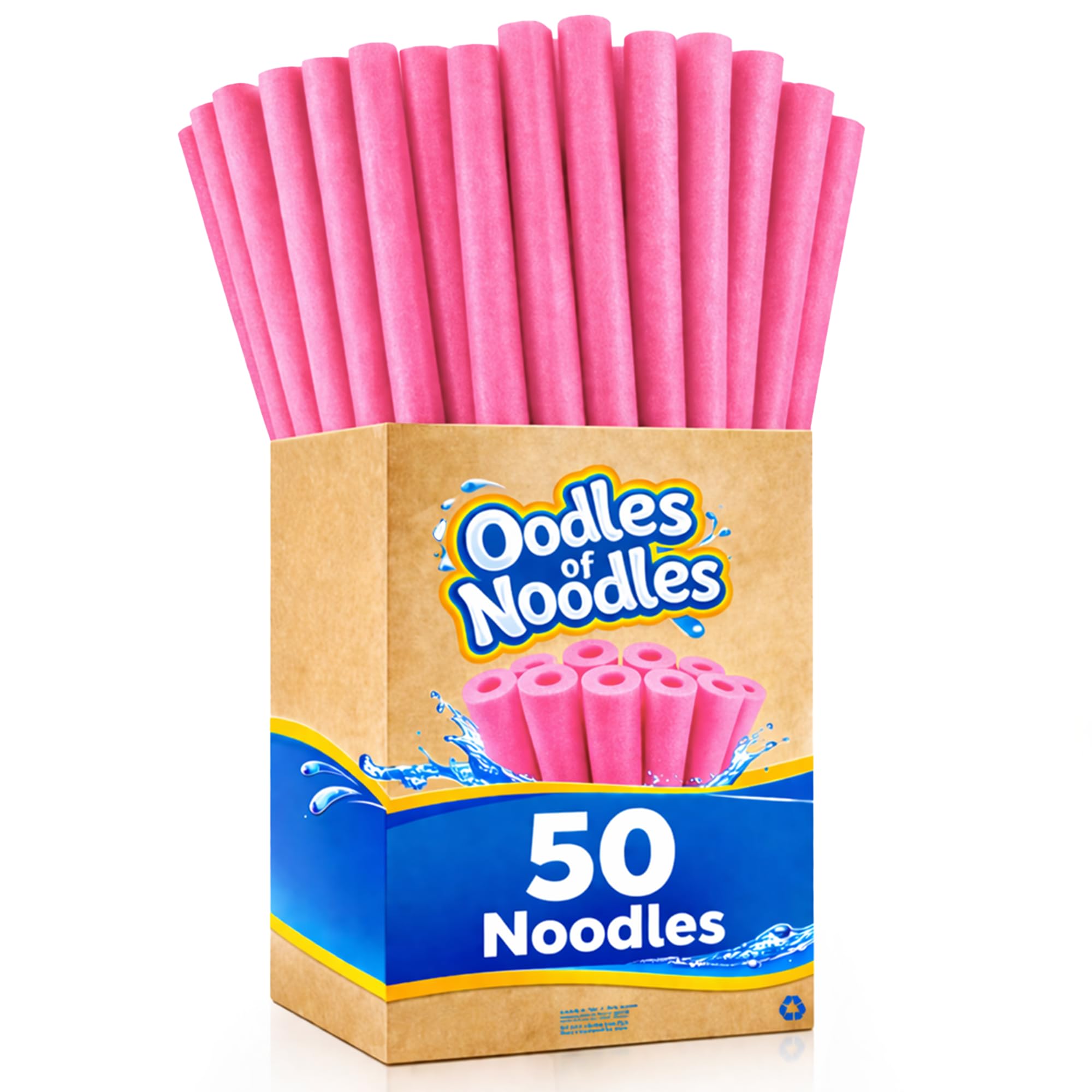 Oodles of Noodles Deluxe Rainbow Swimming Pool Noodles Foam- Pack of 50 - Approx. 48 inch x 2.5 inch Multi-Purpose Foam Tubes, Pool Floats for Water Fun, Exercise, Crafts, Padding, Insulation &amp; More