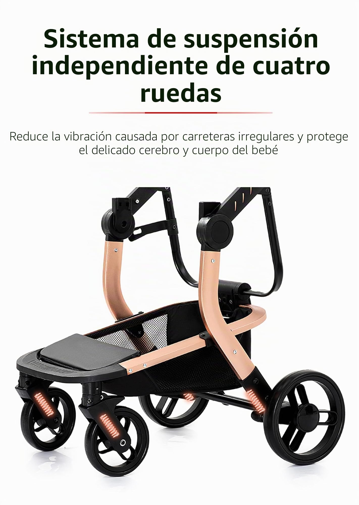 MoLi Cuero PU Carrito de Bebe 3 en 1, Carro Bebe 3 Piezas Plegado Conveniente con Un Solo Clic, Carrito Bebe con Modo de Doble Empuje Reversible, Cochecito Bebe 3 Piezas Paisaje Alto (518 Black)