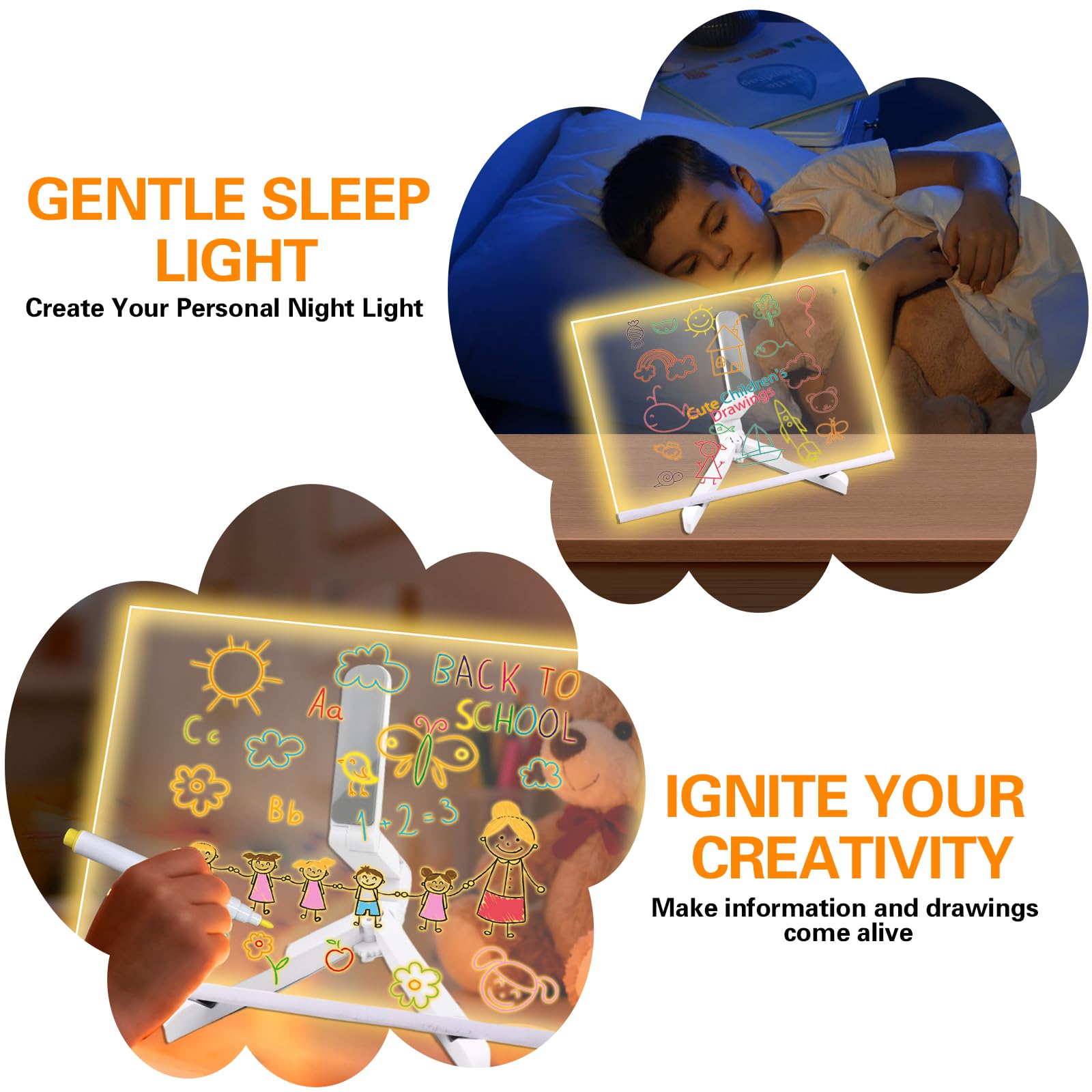 LED Zeichenbrett Für Kinder 30x20cm - Leuchtende Maltafel Abwischbar