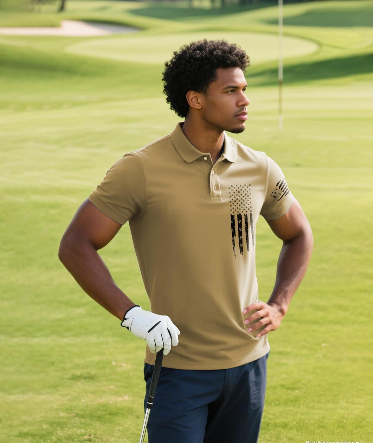 JACKETOWN Men's Polo Shirt Patriotic Graphic Short Sleeve American Flag Golf Shirt Independence Day - Image 3