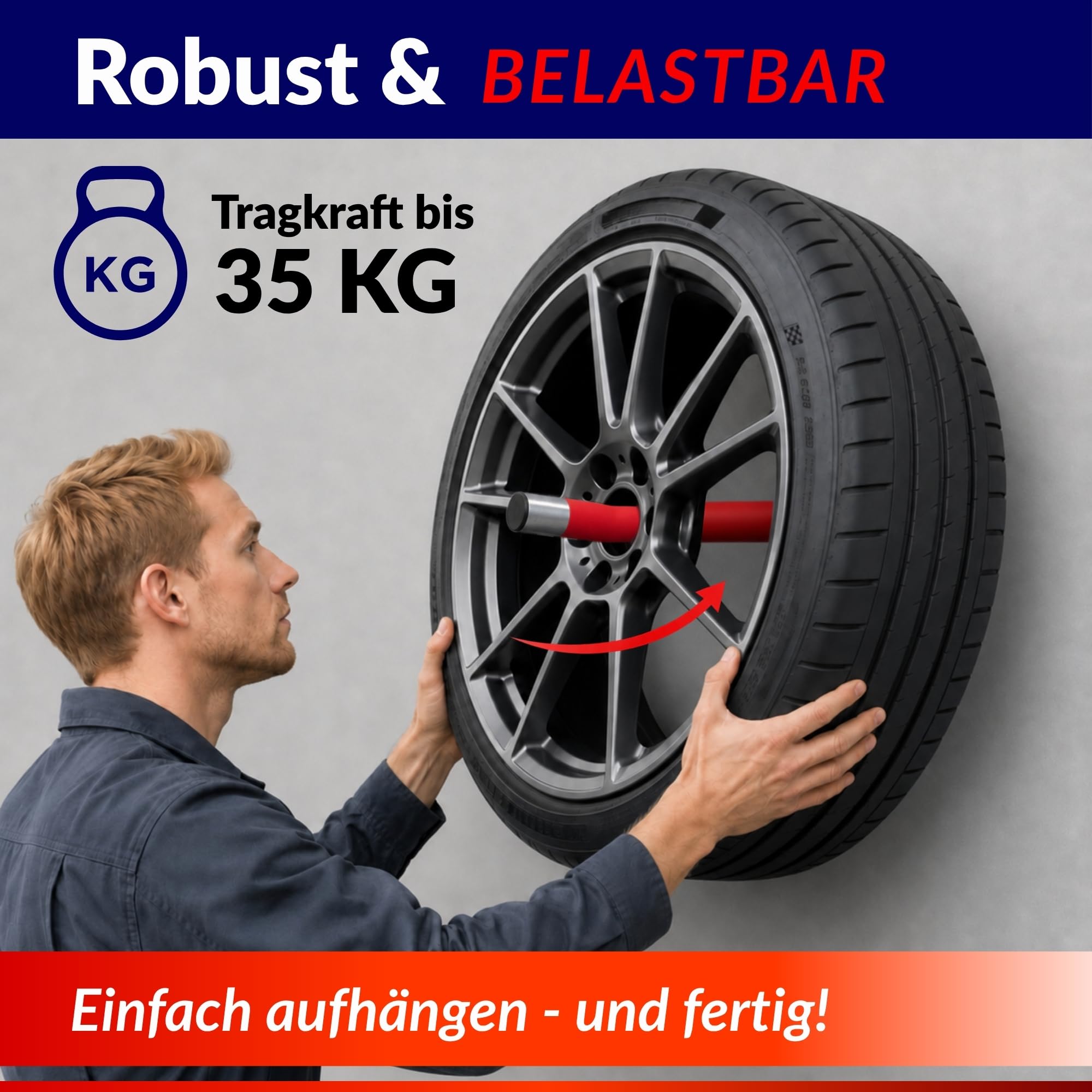 PROREGAL Profi Autoreifen-Wandhalter PREX PRO 8erSet Schonauflage