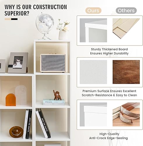 Miniatura 7 de Giantex Estantería de 4 cubos de 56 pulgadas de alto, color blanco, estantería independiente de 15 pulgadas de ancho y 5 niveles con 4 kits