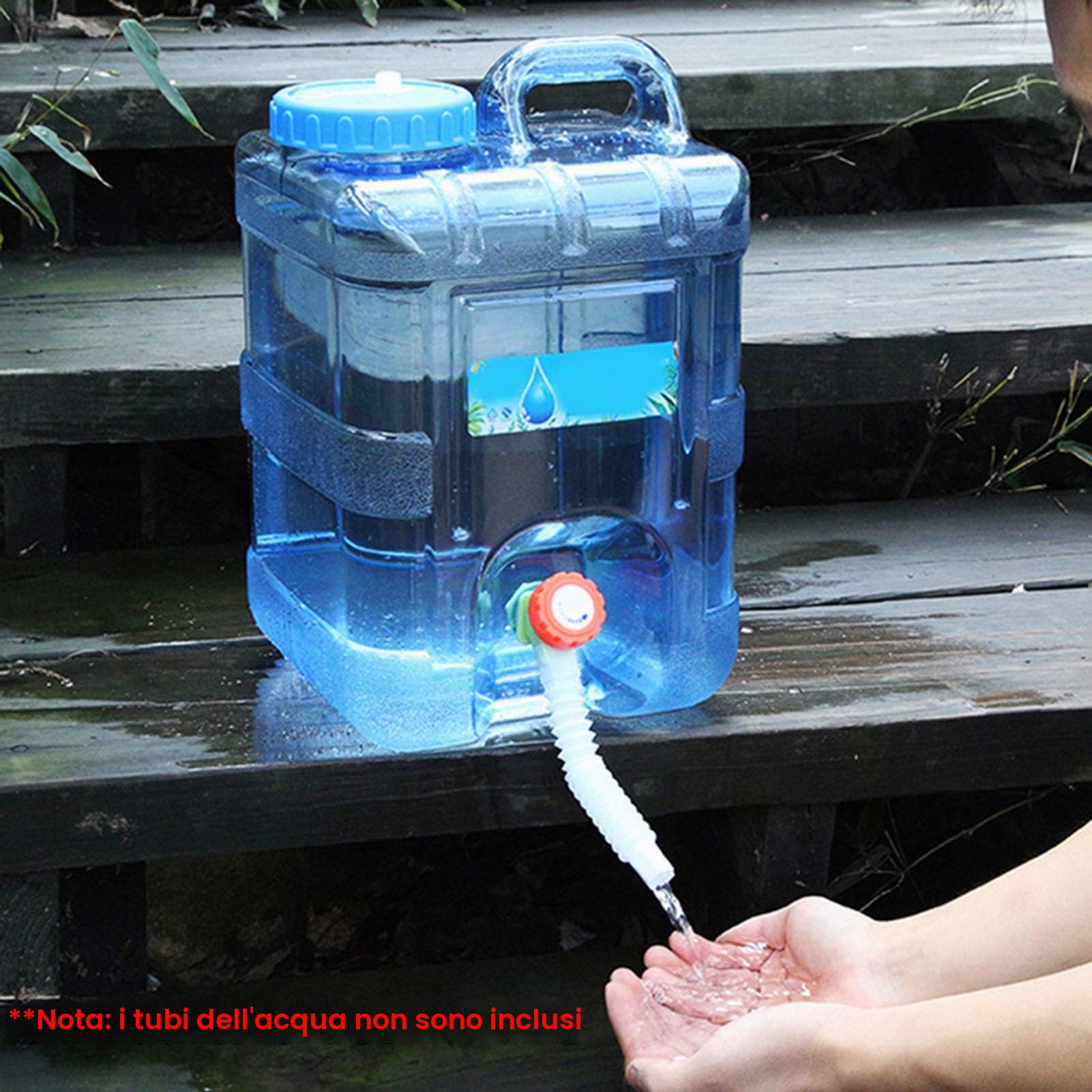 tanica per acqua da 5/8/12/15/25 litri, con rubinetto, per campeggio, alimentare, collo largo, senza BPA, blu, portatile, adatta per campeggio e guida