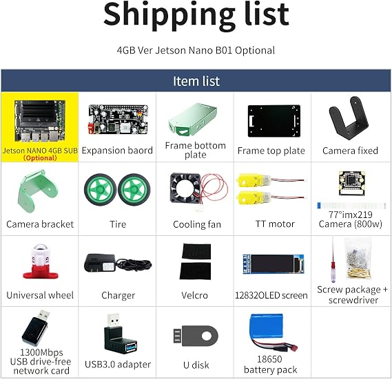 Yahboom Jetson Nano 4GB Robot Jet Bots Mini AI Programmable Python Robot Kit ROS Starter for College4GB Ver Jetbot Mini with Nano 4GB