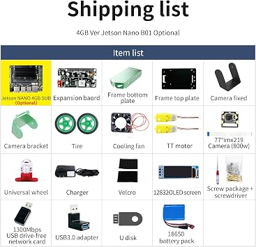 Yahboom Jetson Nano 4GB Robot Jet Bots Mini AI Programmable Python Robot Kit ROS Starter for College4GB Ver Jetbot Mini with Nano 4GB