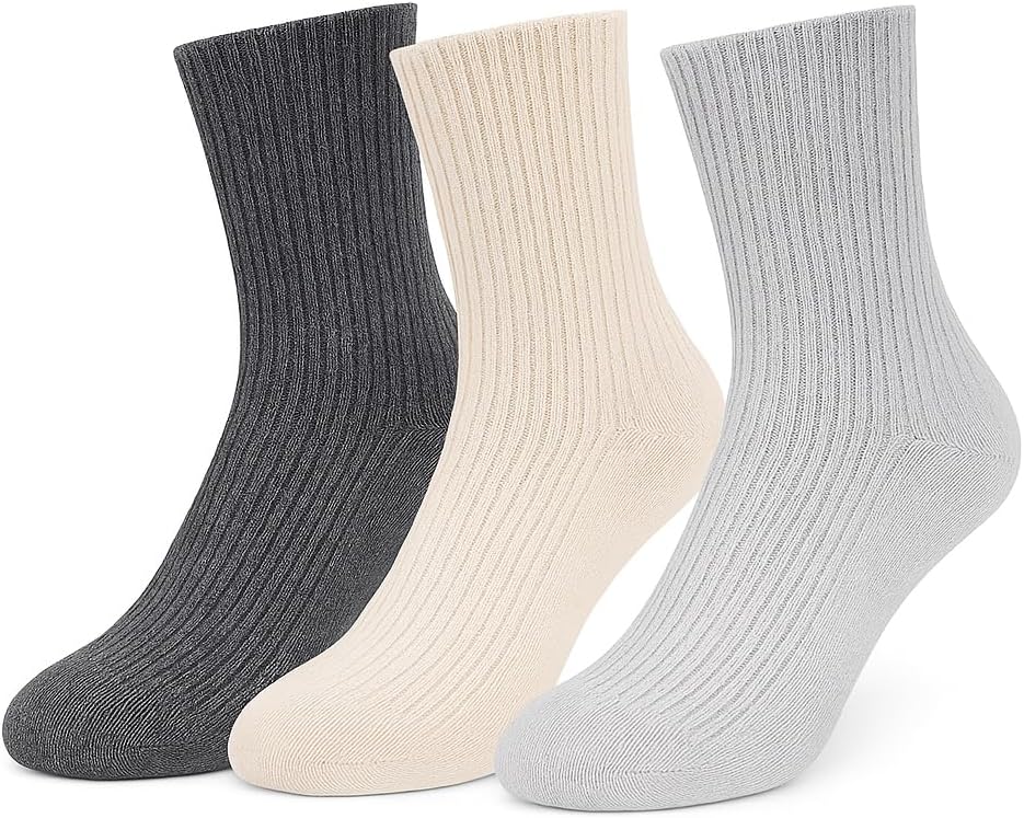 MissShorthair Cashmere Wool Socks 3-Pack for Women & Men Soft Warm Luxury Cashmere Wool Bed Socks for Winter Cozy Thick