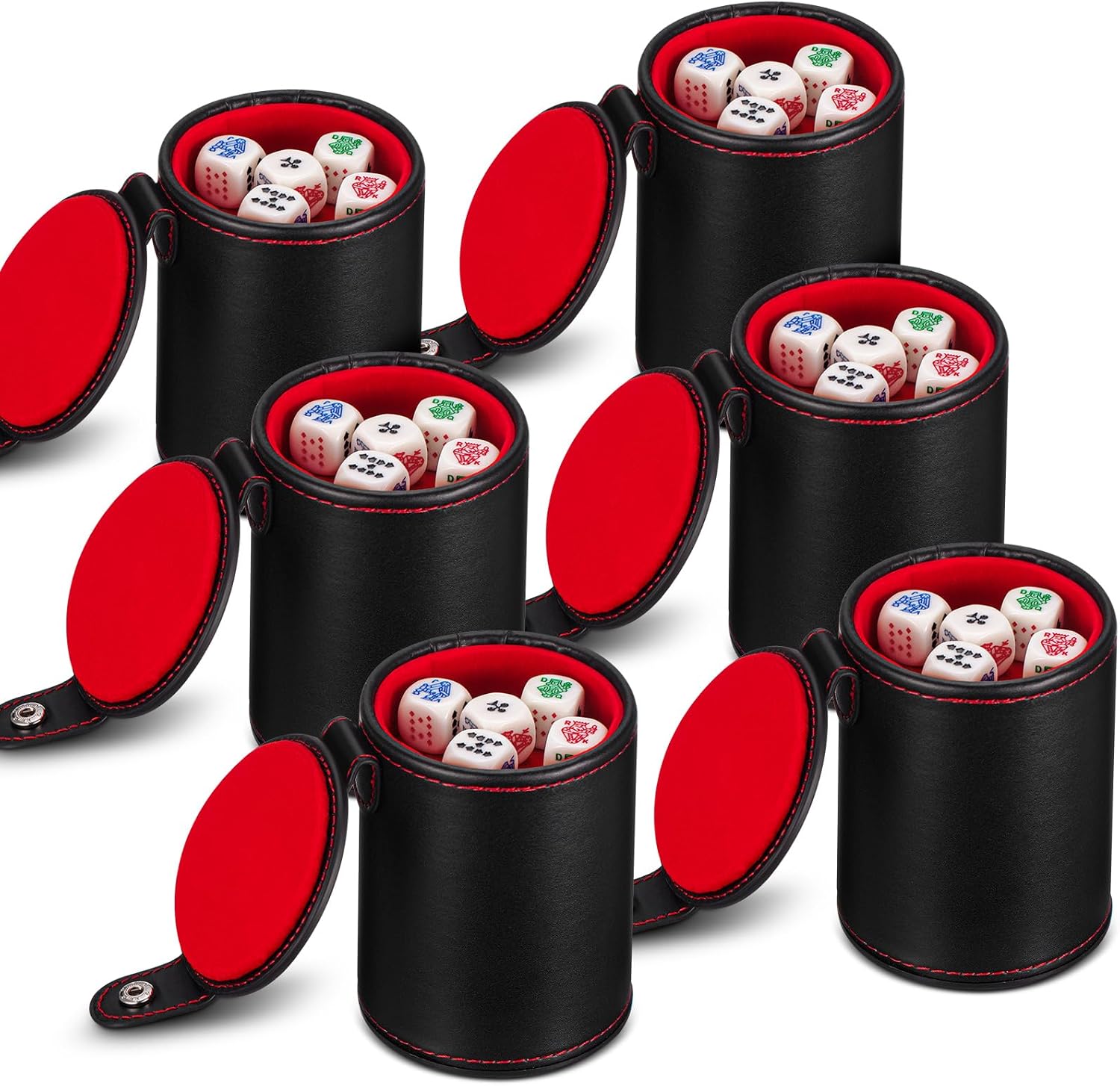 Liliful Leather Dice Cup Sets with Storage and 16 mm 6
