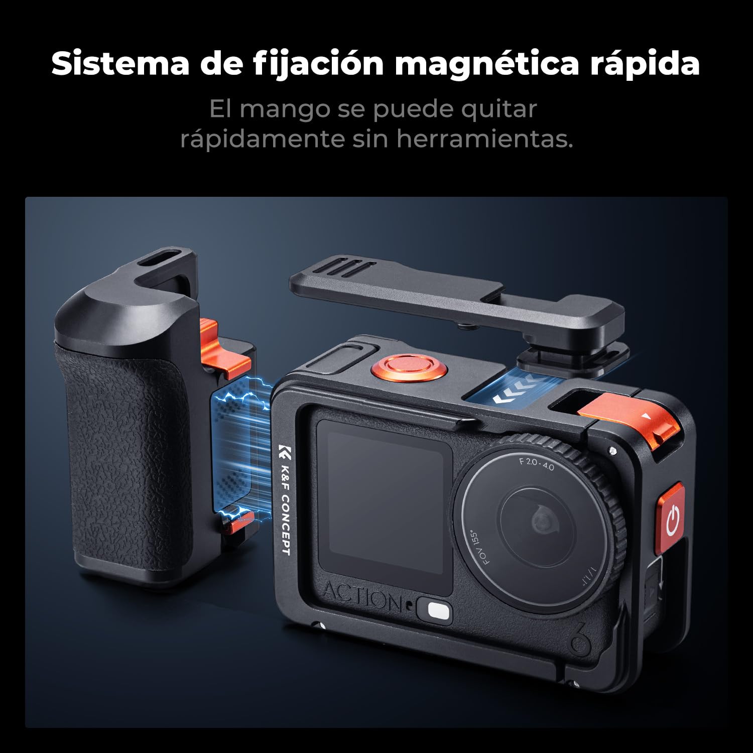 K&F CONCEPT Kit de Agarre Urbano con Jaula, Soporte empuñadura para cámara Compatible con dji Osmo Action 6, Agarre rápido con Obturador, Zapata fría, Accesorios acción cámara