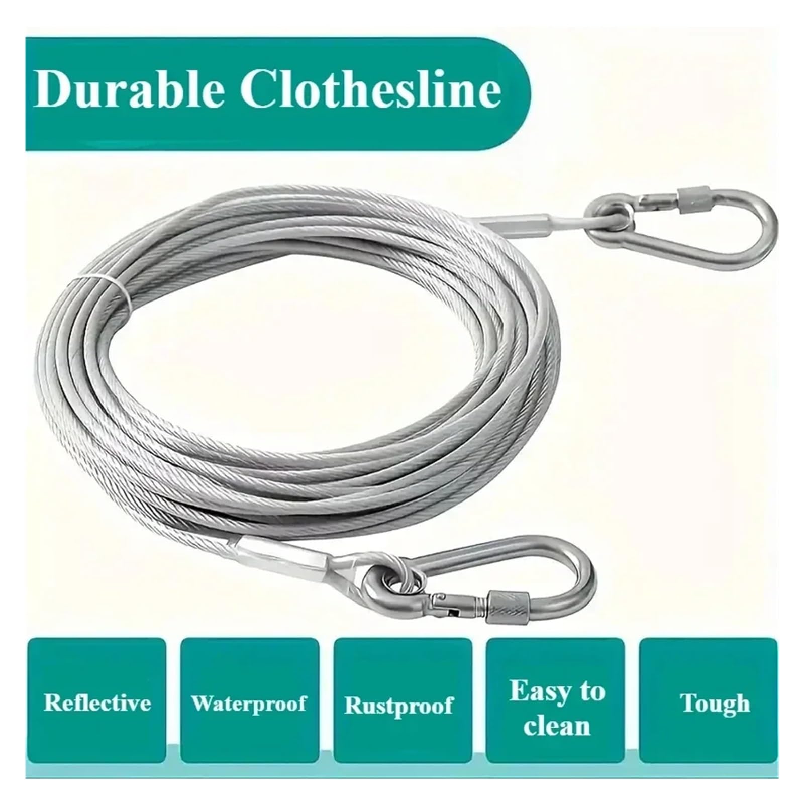 Wäscheleine Wäscheleine aus Edelstahl | Tragbare winddichte Outdoor-Kleidung for Trocknen von Campingbedarf, Wäscheleine