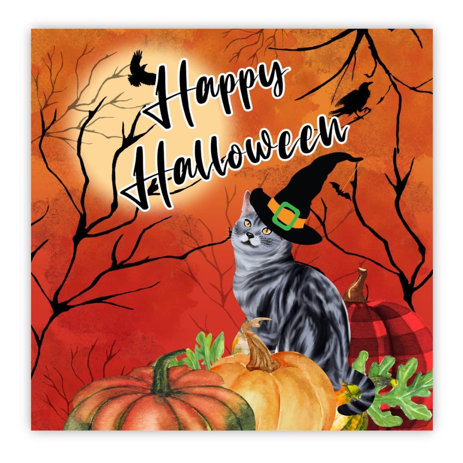 Panneau en bois Happy Halloween décor rétro suspendre 30cm