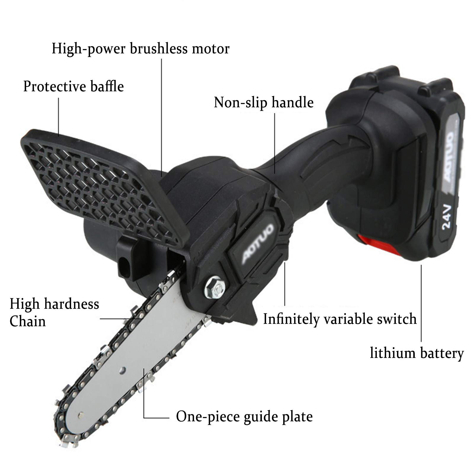 Mini Motosierra, Motosierra Eléctrica Inalámbrica de 4 Pulgadas, Tijeras de Podar Motosierra, para Cortar Ramas Y Madera, con Batería de Litio Recargable,Black