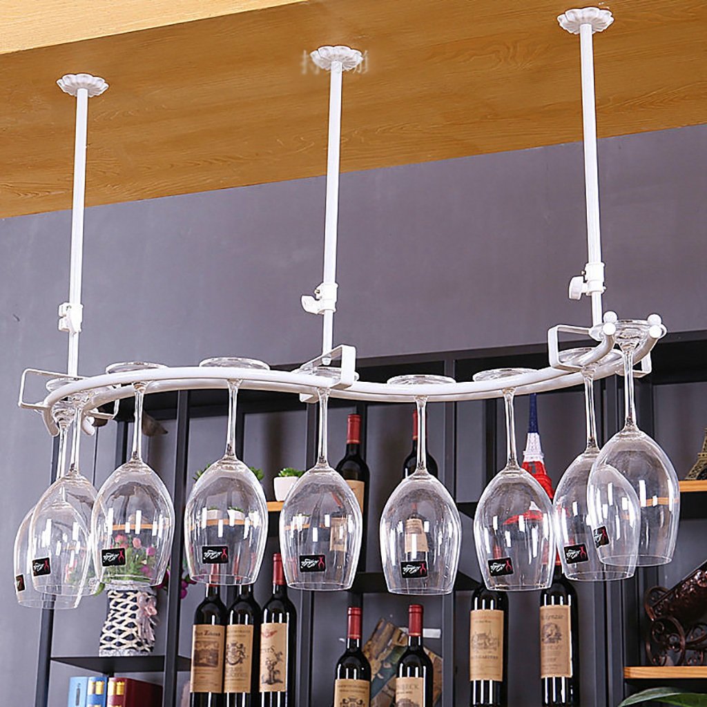 Casier à vin en métal 55x20 cm avec porte-verre suspendu pour bar et cuisine
