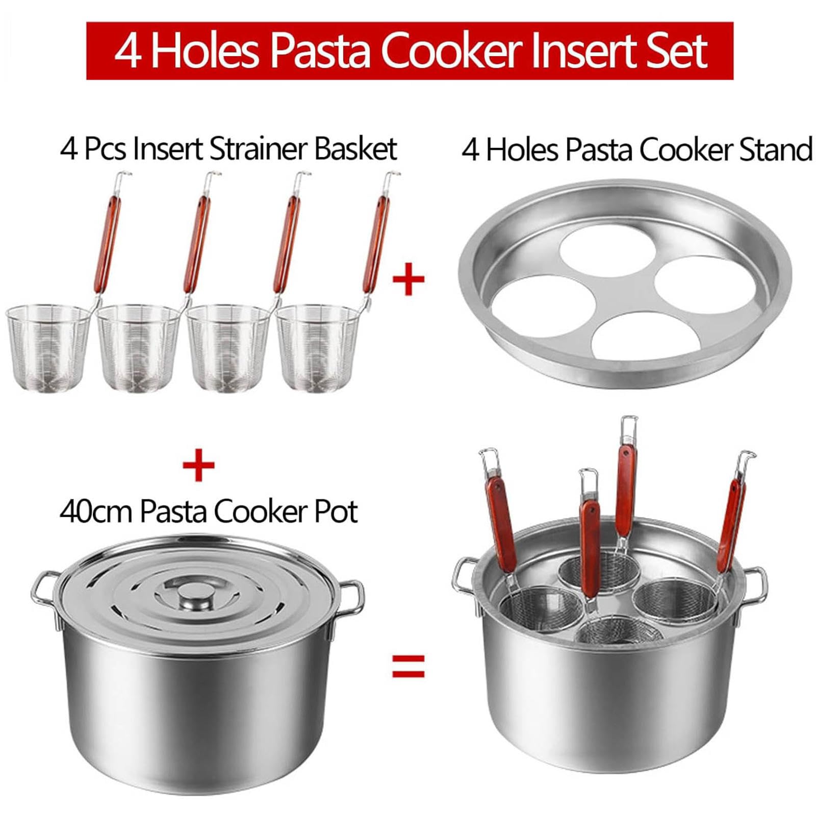 Cuiseur à pâtes en acier inoxydable avec plusieurs paniers filtrants et séparateur pour une cuisson efficace des nouilles dans la maison et les cuisines de restaurant