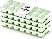 ChefAide 4‑Pack Ice Cube Trays with Lids, 56‑Cube Total Stackable Freezer Ice Trays, Durable Silicone & Plastic Easy‑Release Ice Molds for Cocktails, Coffee & Drinks