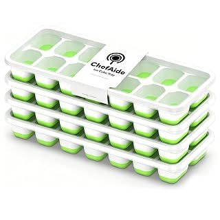 ChefAide 4 Pack Ice Cube Tray, Silicone Ice Cube Trays for Freezer with Lid