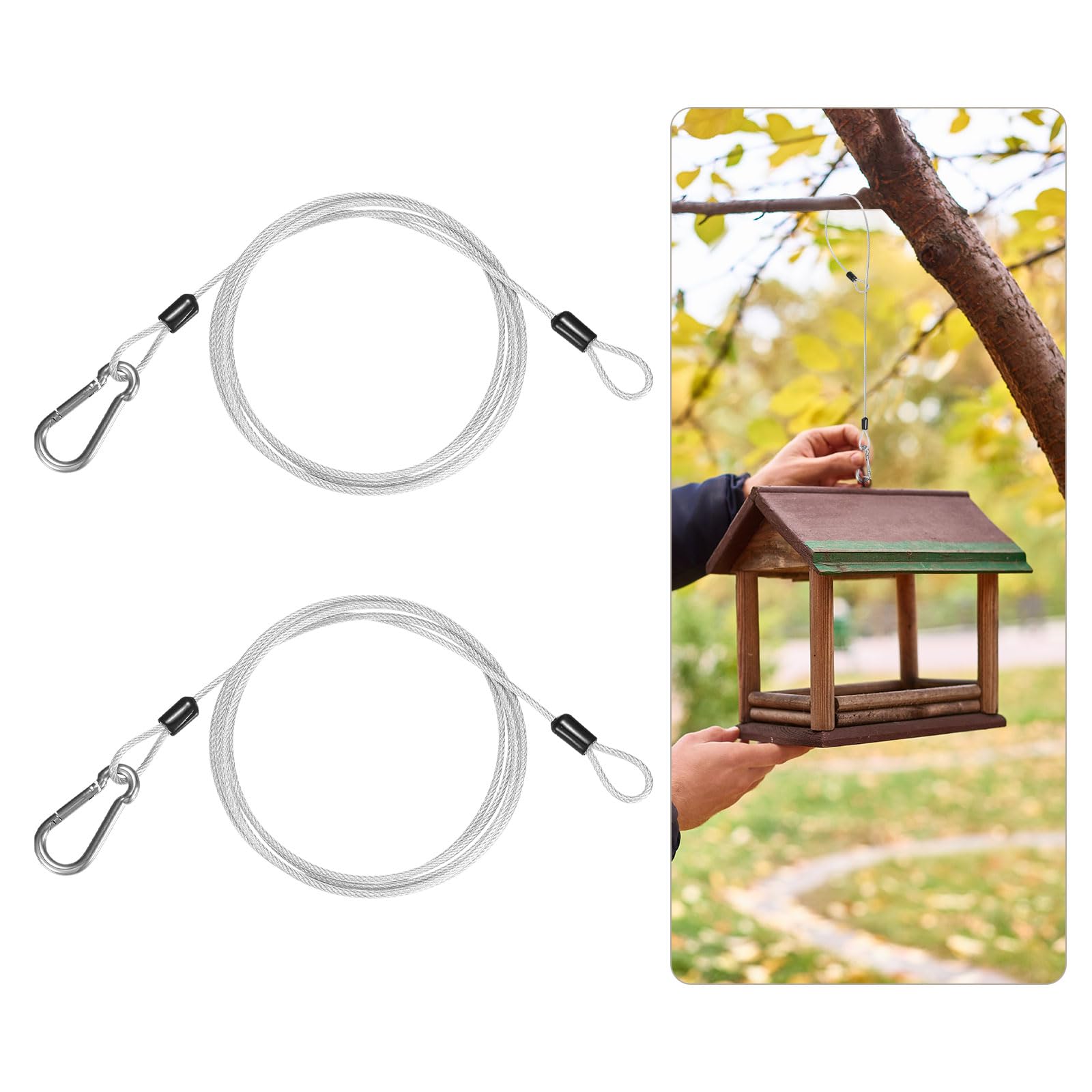 M METERXITY 2-Pack Bird Feeder Hanger with Snap Clip 200cm/79in, Clear