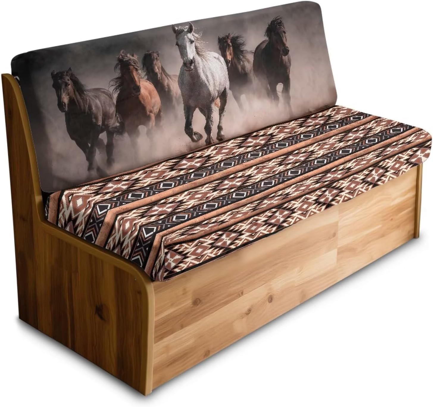 Running Horse RV Dinette Cushion Covers Southwest Aztec Camper Cushion Slipcovers Flannel Camper Dinette Seat Covers Christmas RV Camper Decorations