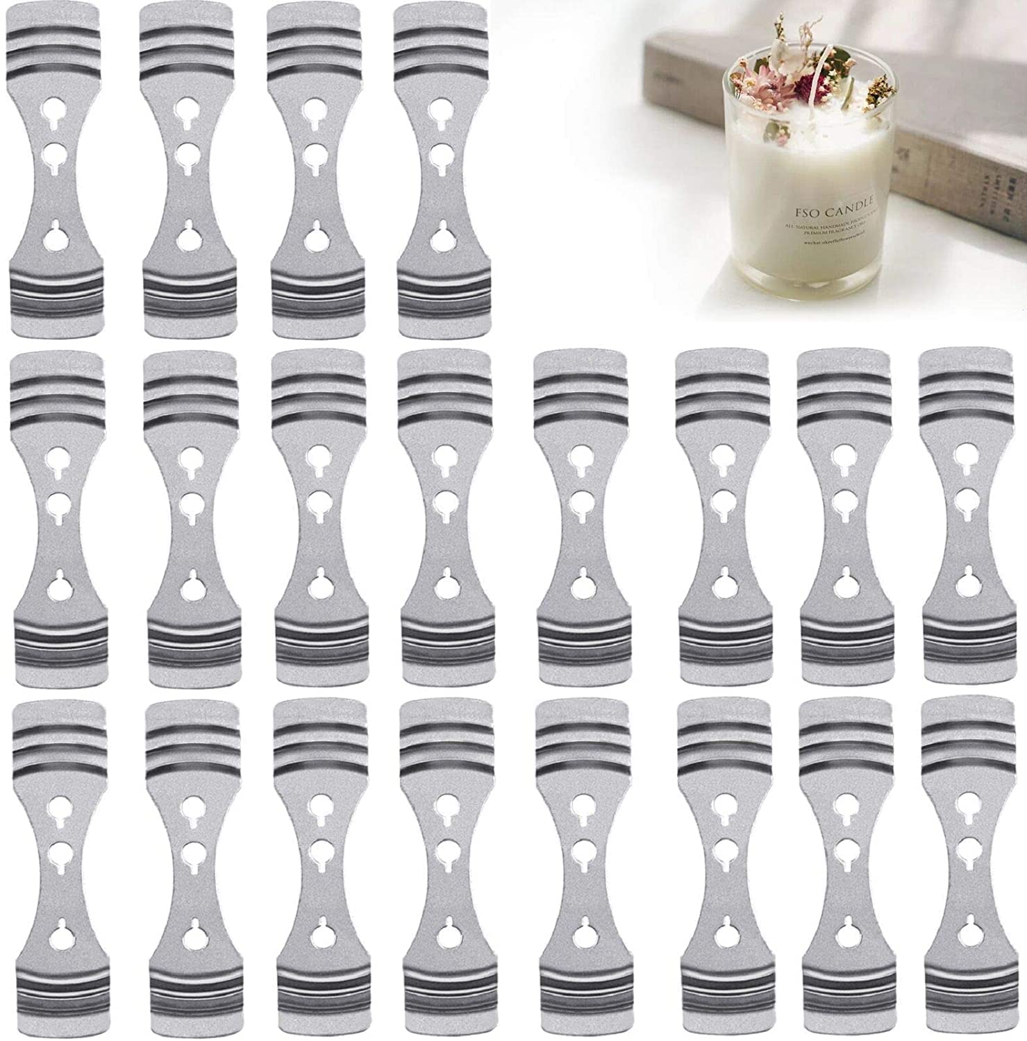 First Try Metal Candle Wick Holder | 3 Holes Stainless Steel Wick Centering Devices | Clips for DIY Candle Making Decorating Art Cakes Crafts – Silver (5) (B09SHNB2DQ) Amazon Price History, Amazon Price Tracker