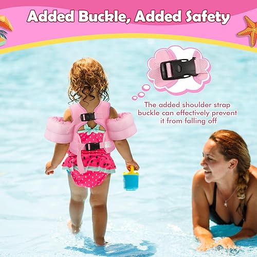 Miniatura 3 de MoKo Toddler Swim Vest - Cute Toddler Floaties with Emergency Whistle for Boys and Girls 13-20-30 lbs Water Wings Arm Band Floaties Swim Training