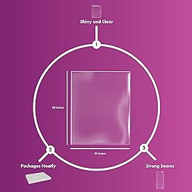 Purple Q Crafts Shrink Wrap Basket Bags 20 Pack For Gift Baskets Clear cellophane PVC Shrink Bags 24X 30