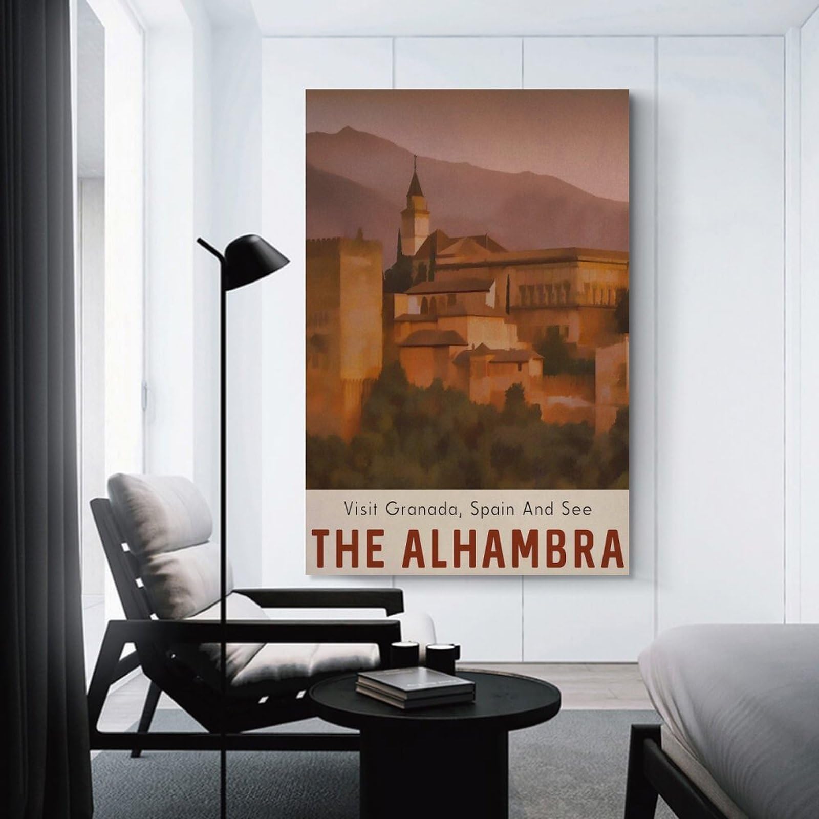 Junmoney Canvas Wall Decor Visit The Alhambra, 08x12inch(20x30cm), for Bedroom, Guest Room Or Reading Nook, Decorative Wall Art for Cosy Rooms