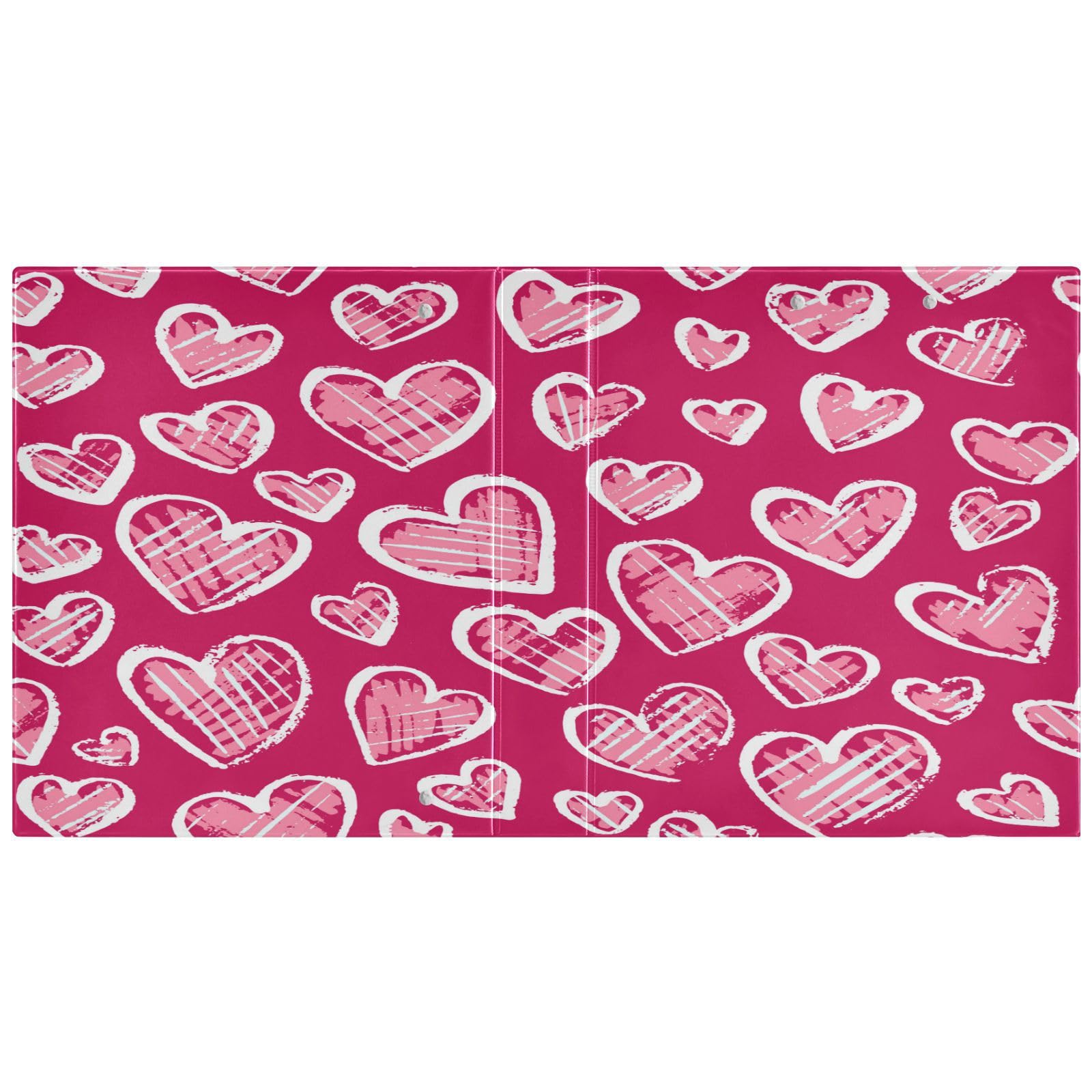 SKYSHU Love Heart - Raccoglitori ad anelli rotondi con 3 tasche interne in PVC trasparente, impermeabili, robusti, 3,8 cm, con clip in metallo antiscivolo, raccoglitori versatili per 200 fogli,