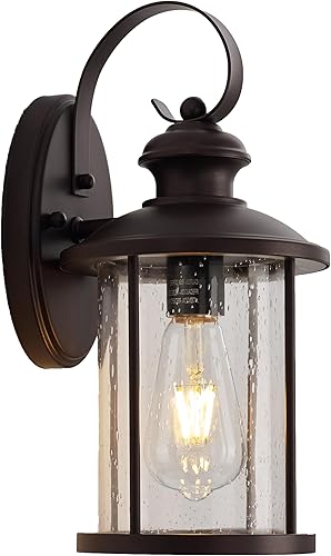 MICSIU Lámparas de pared de bronce aceitado para exteriores, apliques de porche exterior iluminación montada en la pared con pantallas de vidrio
