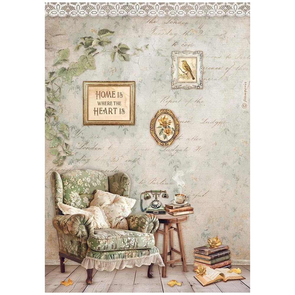 Stamperia Multicoloured International Rice Paper - Golden Harmony Chair, A4