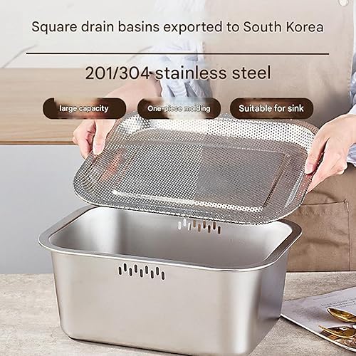 Miniatura 7 de Premium Stainless Steel Square Colander Fine Meshes Strainer For Efficient Draining Washing Rice Vegetables Multipurpose Kitchen Tool Sturdy Design