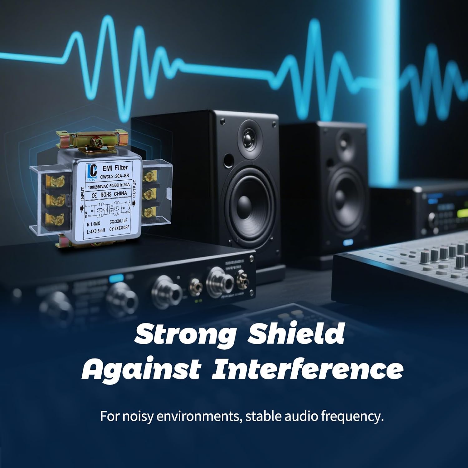 120V Power EMI line filte,Noise,Suppressor for Home Appliances,Industrial & Medical Equipment,115V/250V 20A 50/60Hz