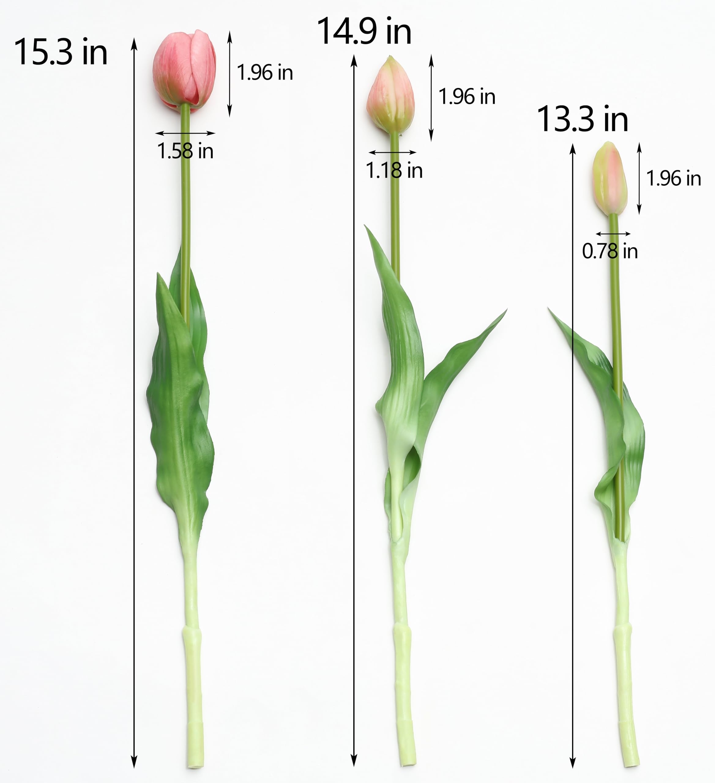 Künstliche Latex-Tulpen Blumen, fühlen sich echt an, für Haus, Garten, Hochzeit, Party und Festival, Dekoration, DIY-Blumenarrangements, Dunkelrosa, 15 Stück