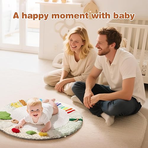 Miniatura 6 de Montessori - Tapete de juego para bebé para aprendizaje temprano, tapete de juego para el tiempo boca abajo, tapete de actividades con 5 zonas de