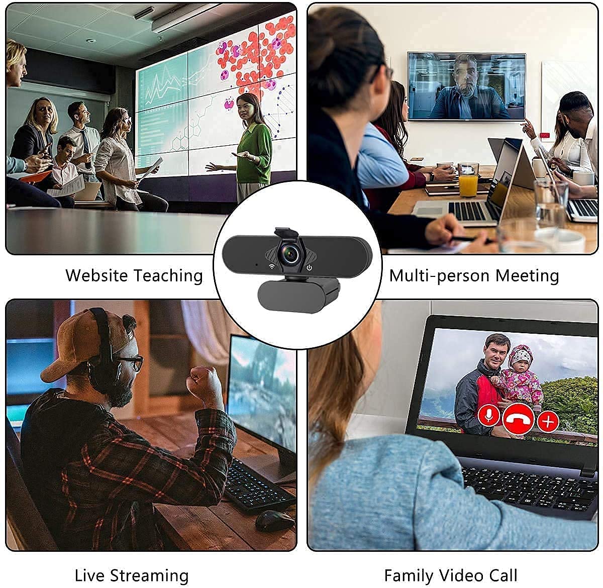 1080P Business Webcam with Dual Microphone & Privacy Cover, 2020 [Upgraded] USB FHD Web Computer Camera, Plug and Play, for Zoom/Skype/Teams Online Teaching, Laptop MAC PC Desktop: Industrial & Scientific