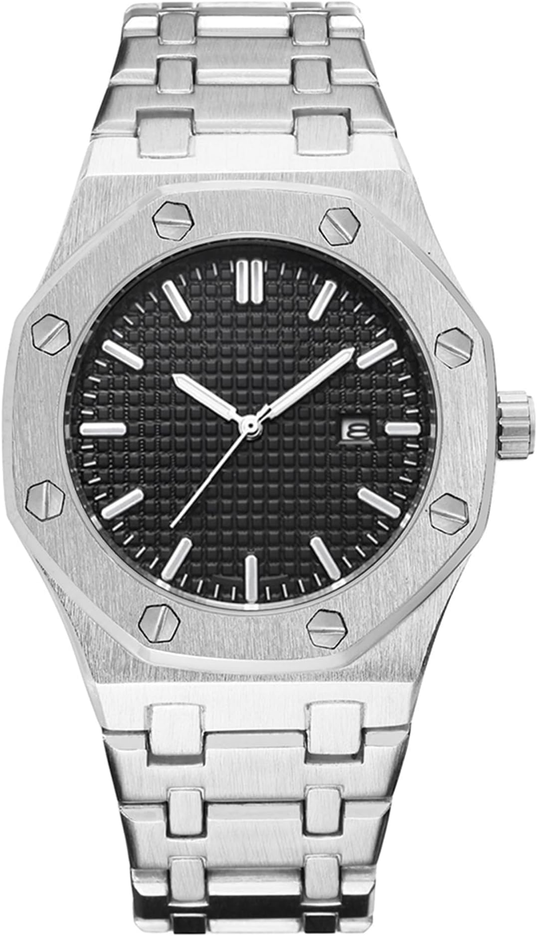 Men's Watches, Royalty Stainless Steel Quartz Movement Date Male Clock Waterproof Luminous Hands Casual Business Wrist Watches for Men