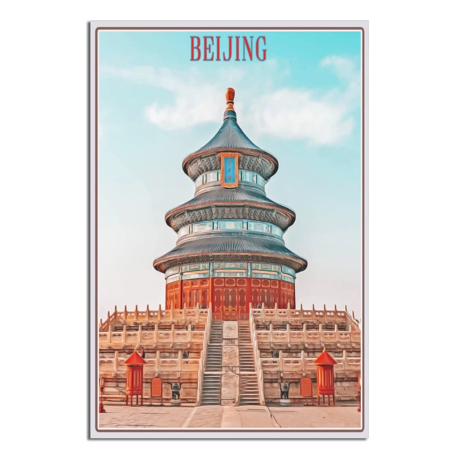 QRTY Beijing China Vintage Travel Poster Canvas Art Wall Decor Poster Picture Print Painting Posters Gift 16x24inchs(40x60cm)