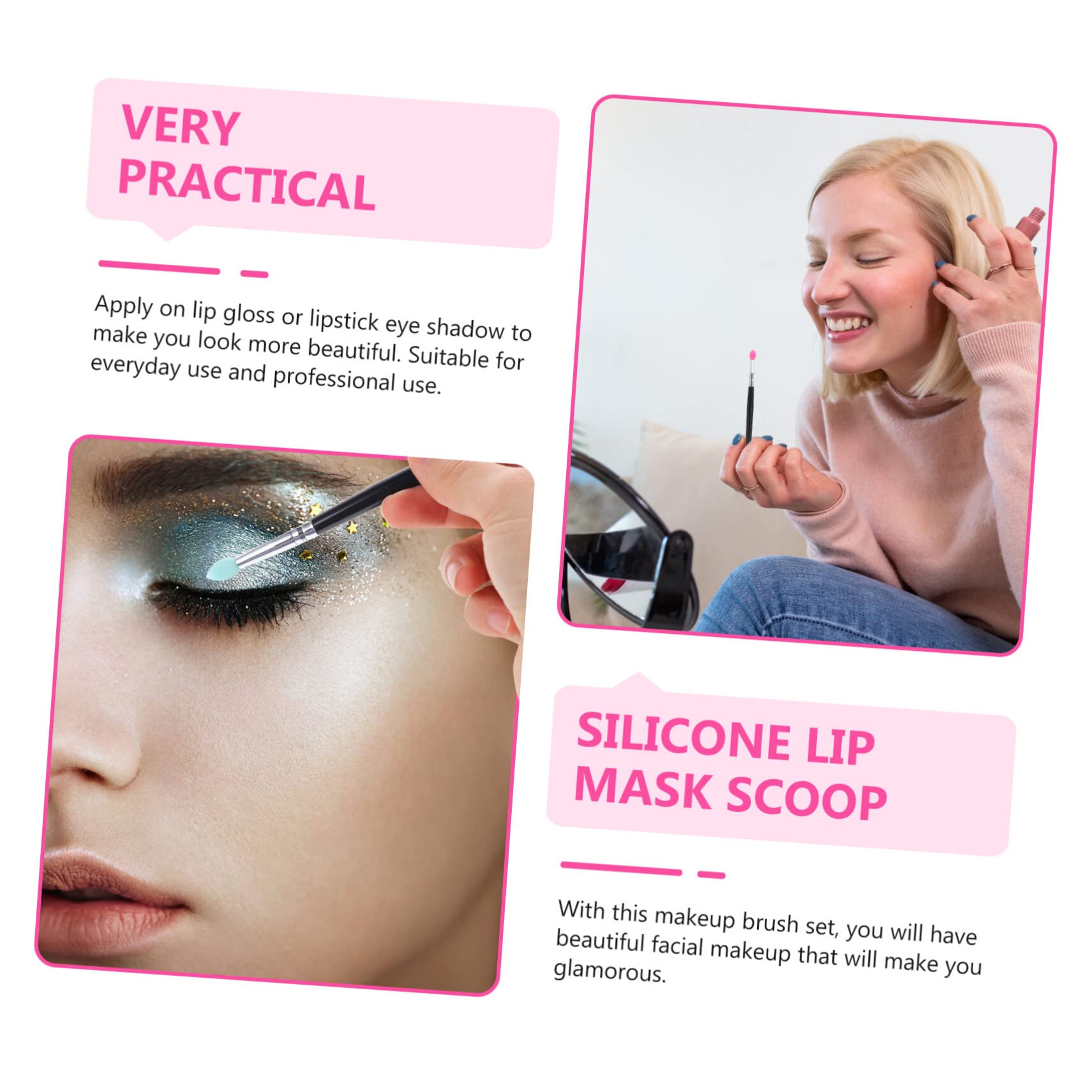 minkissy 25pezzi Pennello Ombretto Silicone Professionale Per Applicazione Sequins Facile Da Pulire e Maneggiare Per Make-up Occhi e Regali Donne