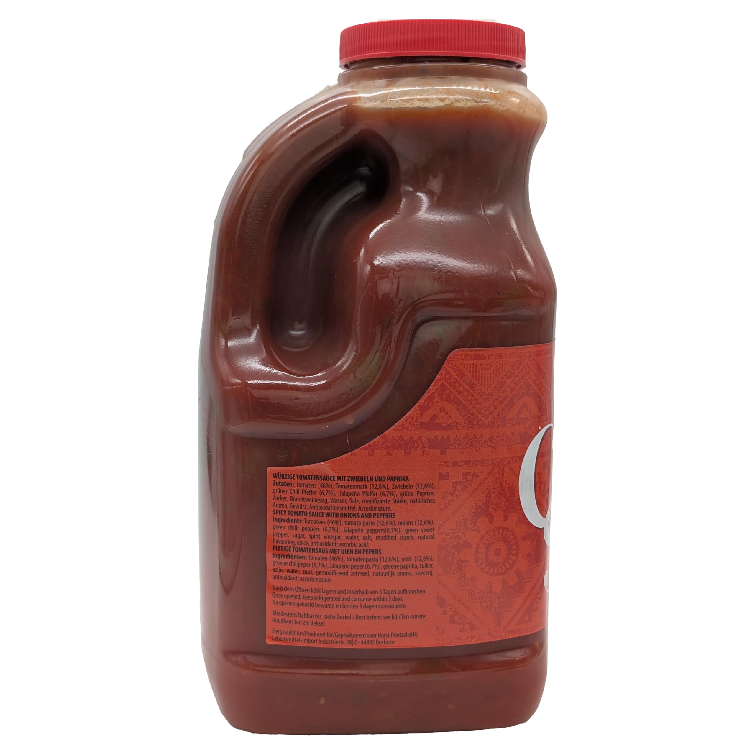 PRIBO CHUNKY SALSA Sauce-Soße 6x 2400ml | Tex-Mex Sauce | handliche Plastikflasche | einfache Dosierung Lagerung | hot | scharfe Tomatensauce | für Tacos Hot-Dogs Burger Fisch