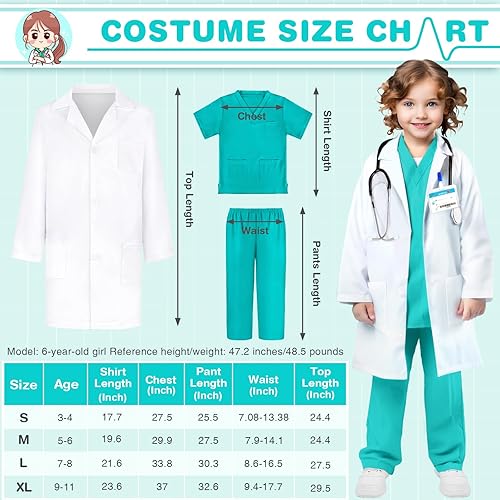 Miniatura 2 de GIFTINBOX Disfraz de médico para niños, abrigo de laboratorio médico para niños, estetoscopio real, disfraces de laboratorio médico de Halloween