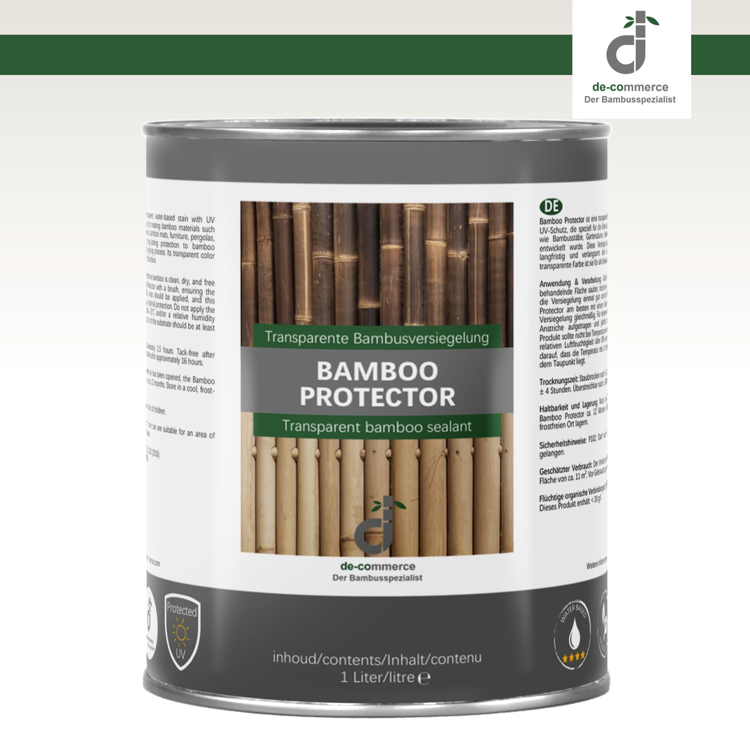DE-COmmerce Bambus Pflege Bamboo PROTECTOR transparente Versiegelung mit  UV-Schutz Lasur 1 Liter : Amazon.de: Baumarkt