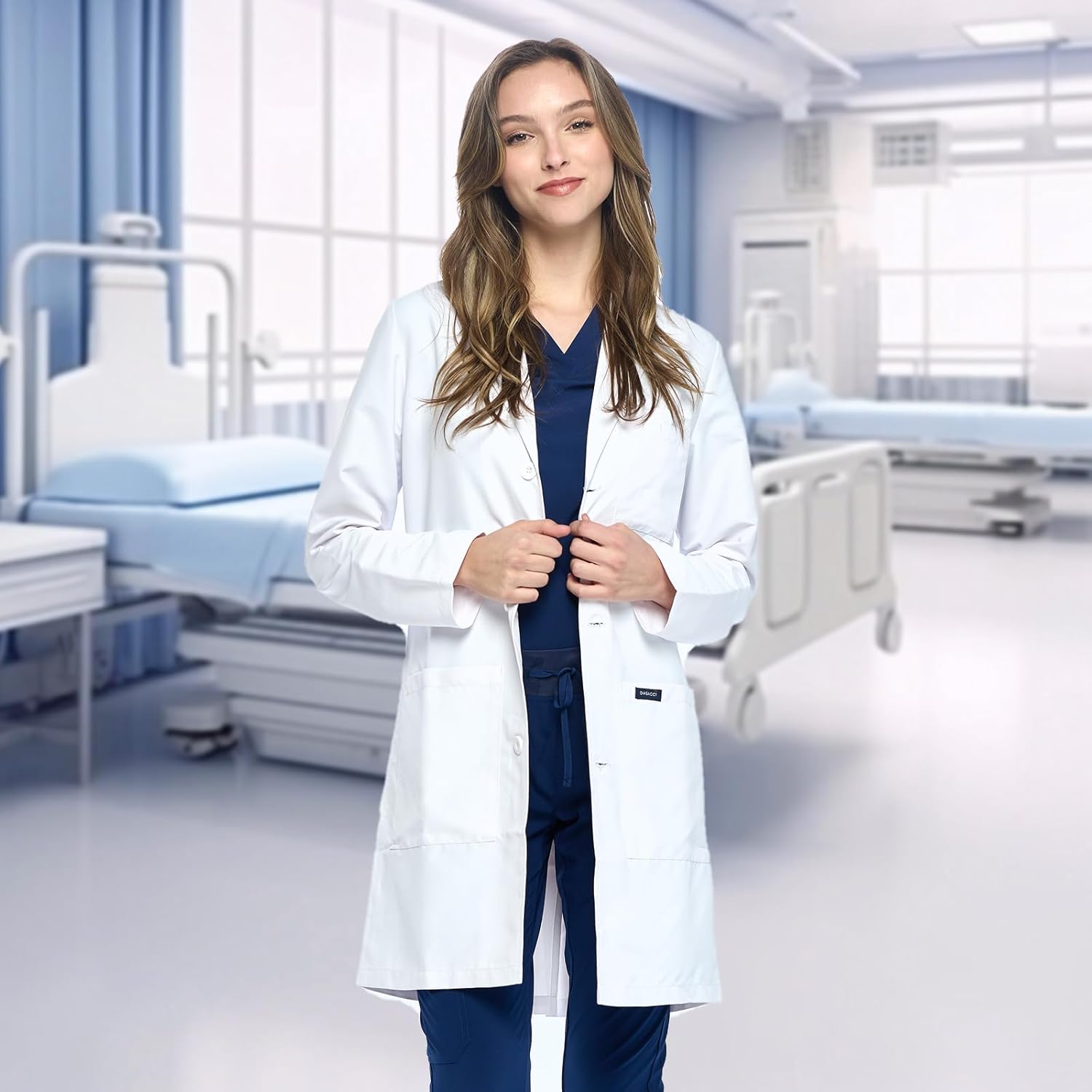 Dagacci Medical Uniform 35" Unisex Lab Coat White XS to 2XL - Image 6