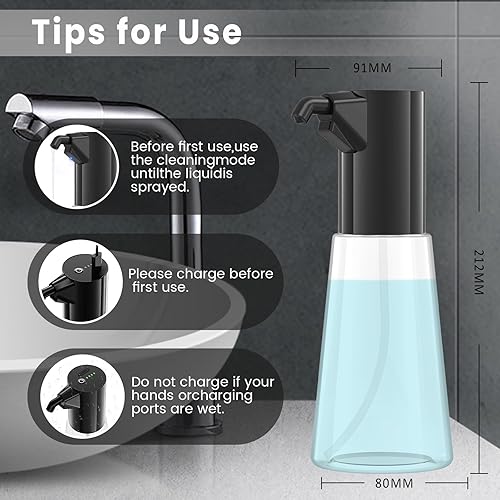 Miniatura 5 de Dispensador automático de jabón de acero inoxidable de 4 niveles ajustable, sin contacto, funciona con pilas eléctricas para baño y cocina,