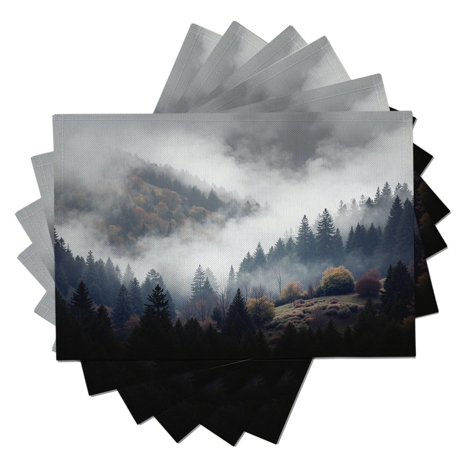 Sets de Table Paysages Naturels en Lin 45x30 cm Lot de 6 pour Salle à Manger