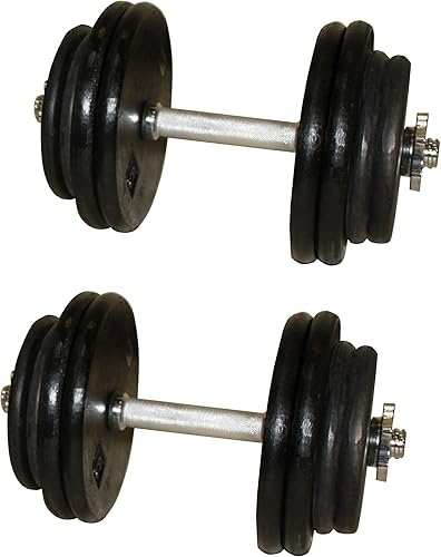 Ader - Mancuernas ajustables negras de 40, 45, 50, 55, 60, 80 libras