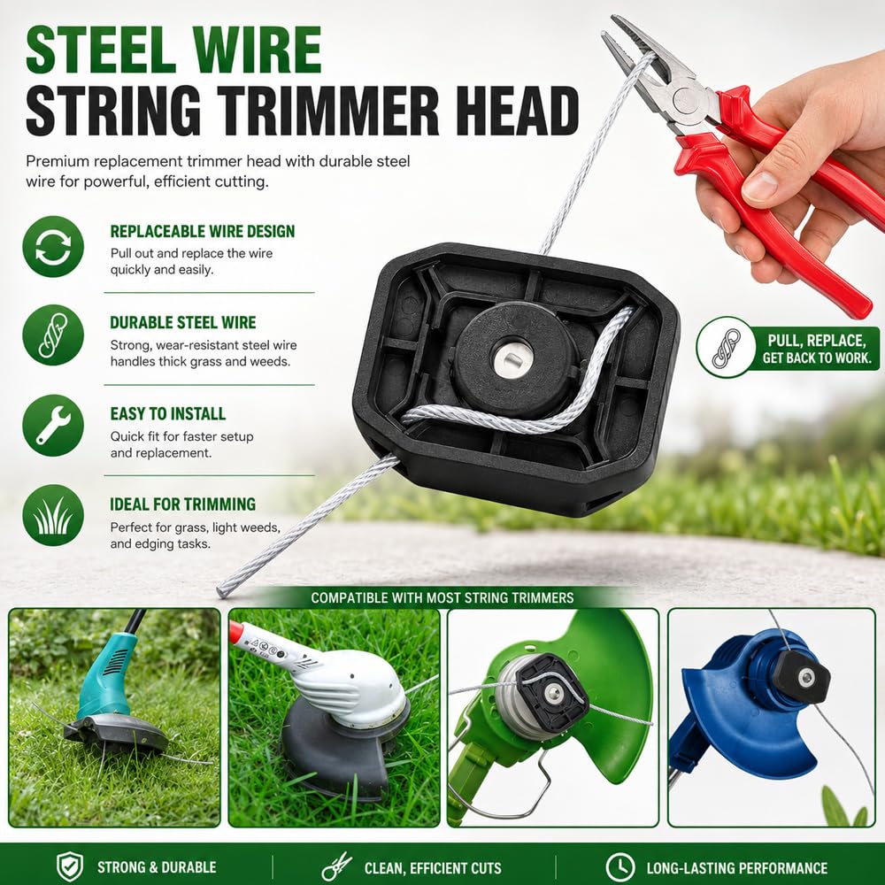 20 Testina di Ricambio per Decespugliatore per VOERJIA 09 2026,150 mm Accessori per Attrezzi da Giardino per Rifinitura Giardini, Prati eColture