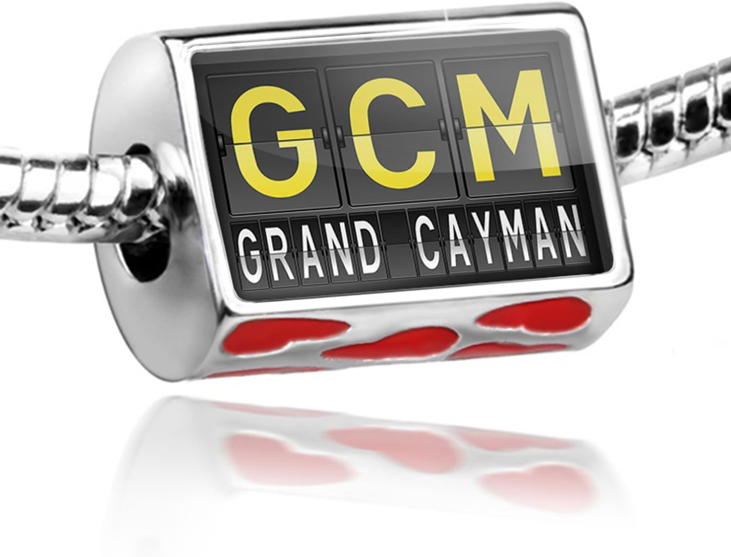 NEONBLOND Bead with Hearts GCM Airport Code for Grand Cayman - Charm Fit All European Bra