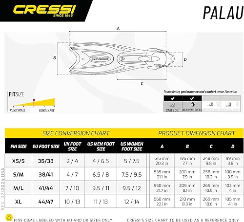 Miniatura 4 de Cressi Palau Aletas de natación ajustables con tacón abierto para snorkel, color azul